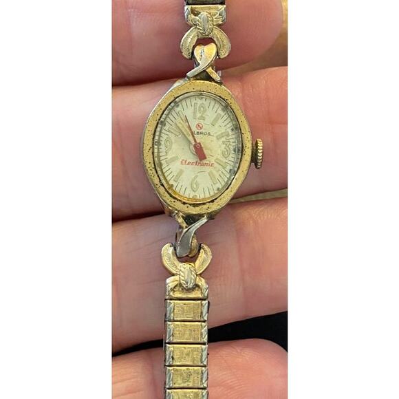 VTG Women's 17mm Gold Tone Jules Racine Watch, 17 Jewel Manual, REPAIR - Picture 1 of 3